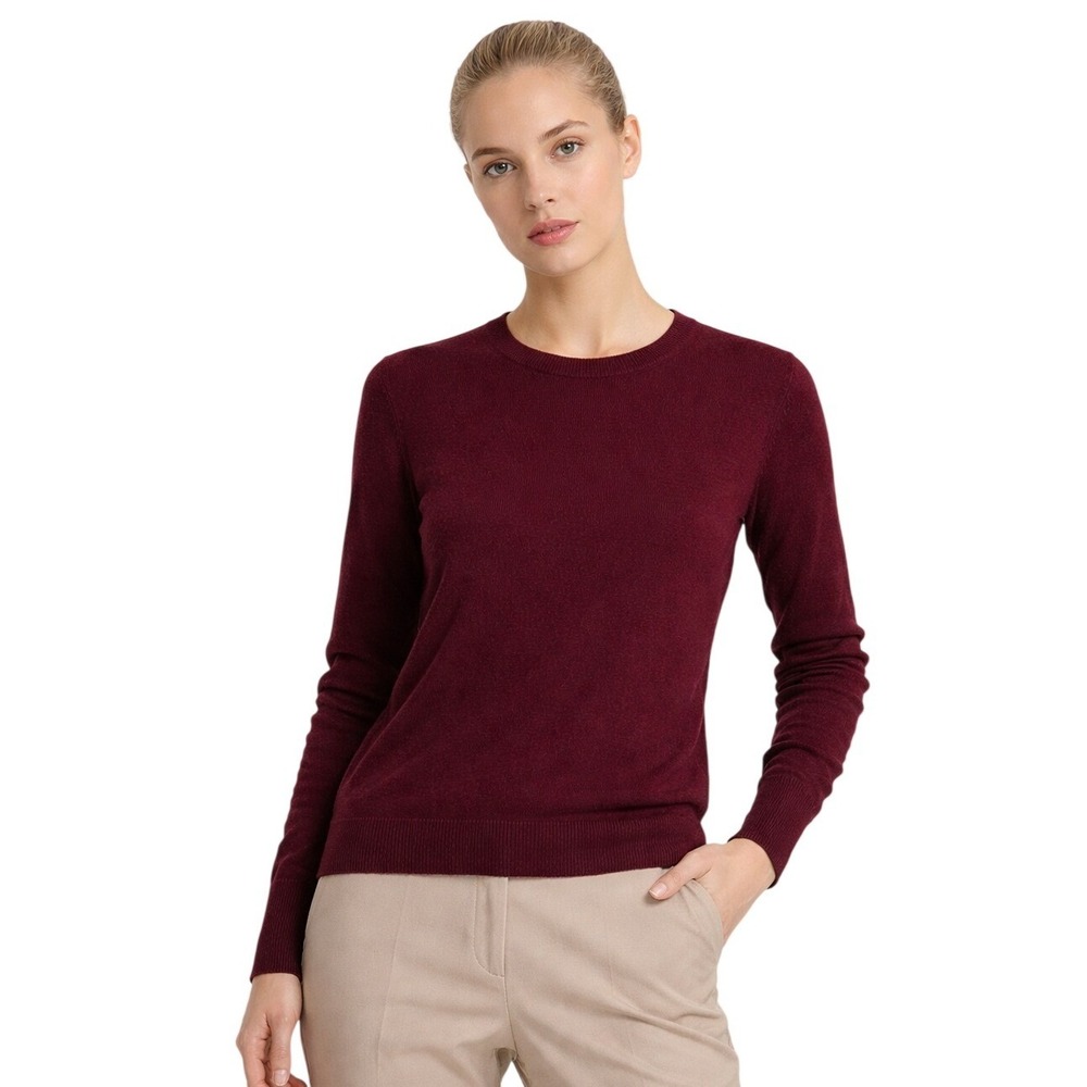 ANTONIO MELANI 100% Cashmere Crewneck Sweater Burgundy NEW Size S